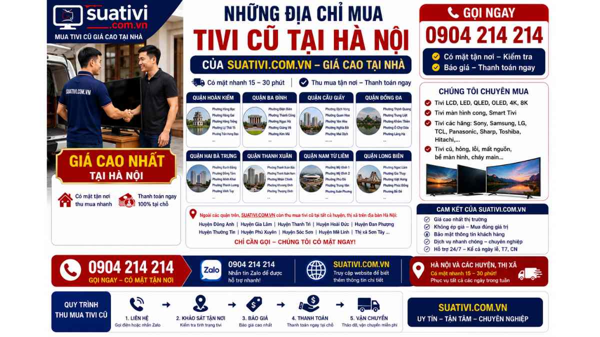 Những địa chỉ mua tivi cũ tại Hà Nội của suativi.com.vn Gía cao tại nhà