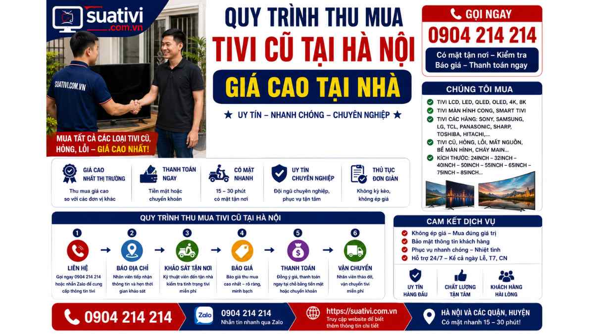 Quy trình thu mua tivi cũ tại Hà Nội Gía cao tại nhà
